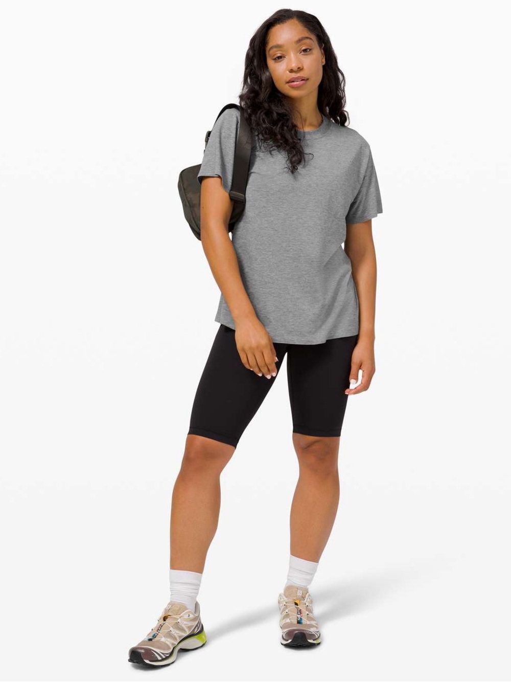 Lululemon All Yours Tee Gray Womens Crew Neck Size 6